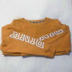 pink victoria’s secret yellow crewneck